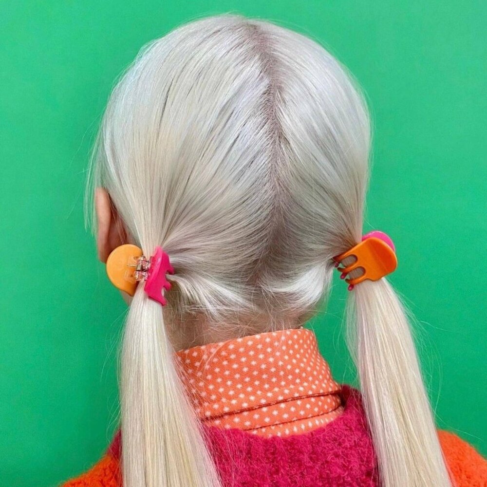 chunks mini claw clips in orange and pink (pair of 2)